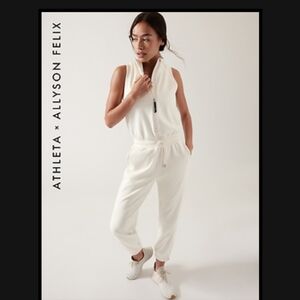 NWT Athleta x Allyson Felix Legend Triumph Onesie Sz S Magnolia White
